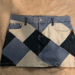Ragged Jeans Patch Work Mini Skirt